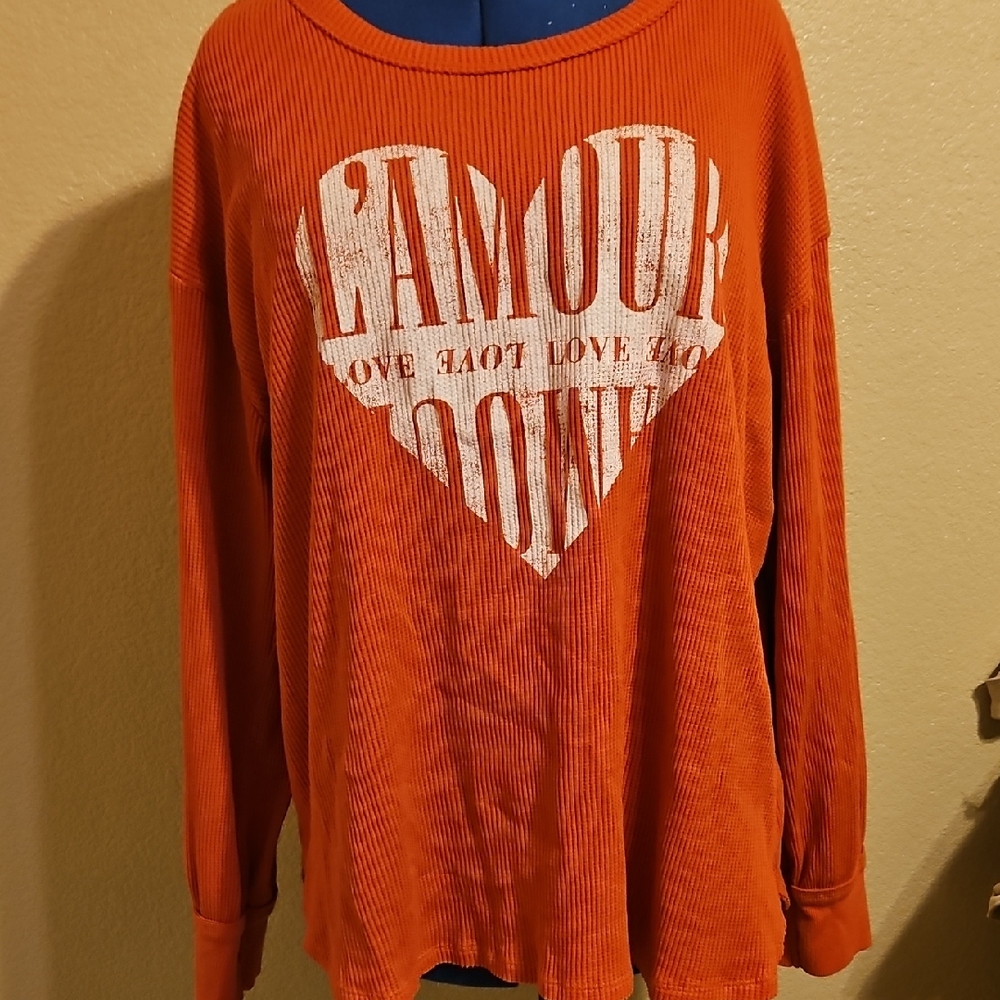 Terra & Sky coral red long sleeve top size 2XL (20-22w)
